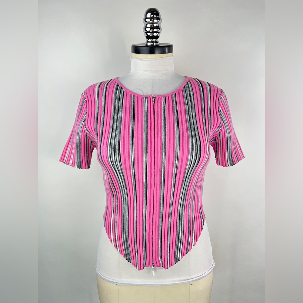 💚 2979. Ribbed Double Sided Zipper Cardigan Top